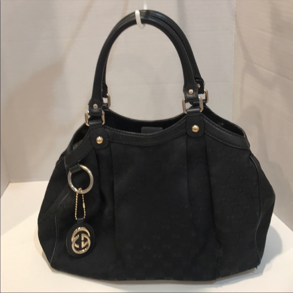 Gucci Sukey GG Black Canvas & Leather Bag